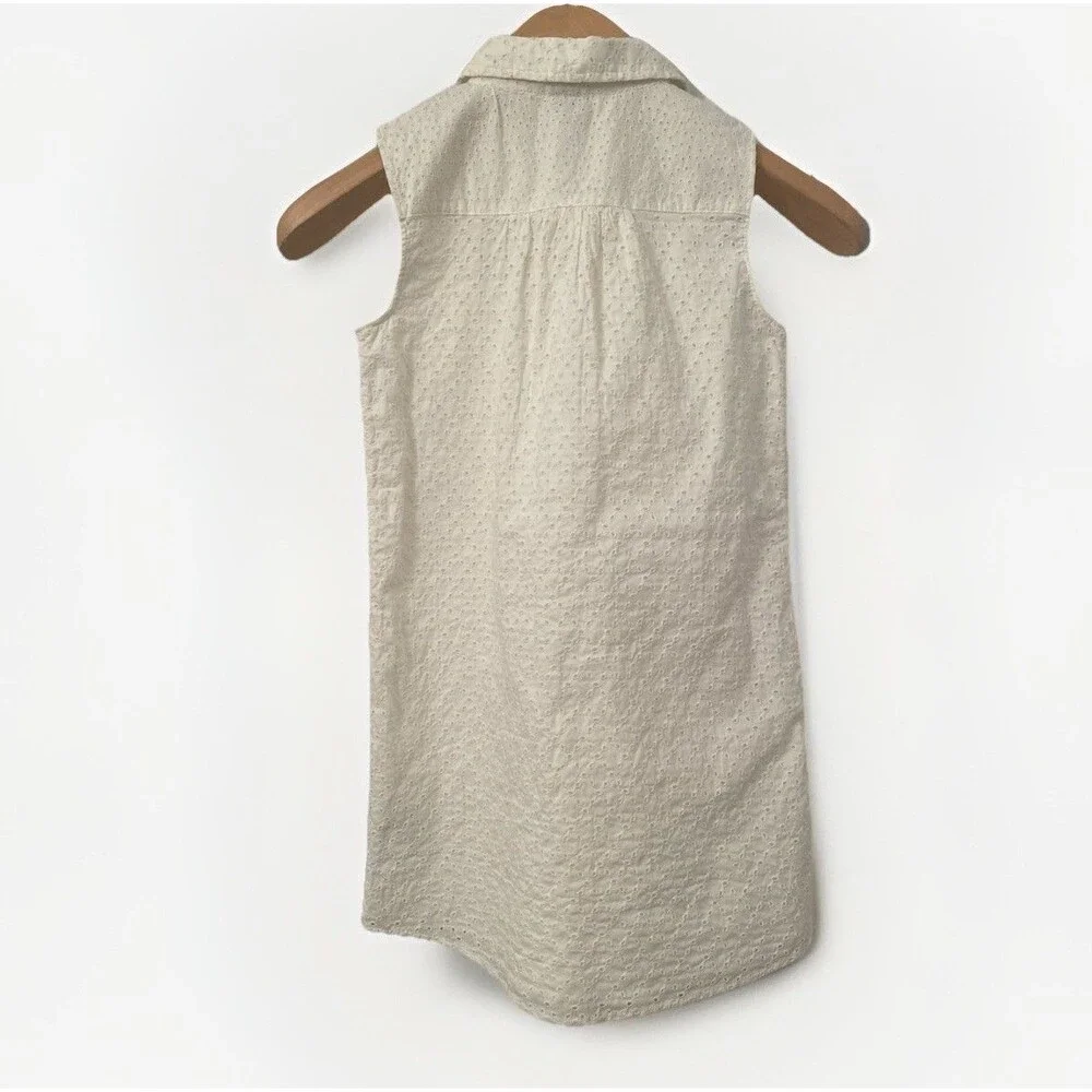 NWT Gap Kids Girls Size M 8 White Eyelet Sleeveless Shirt Dress